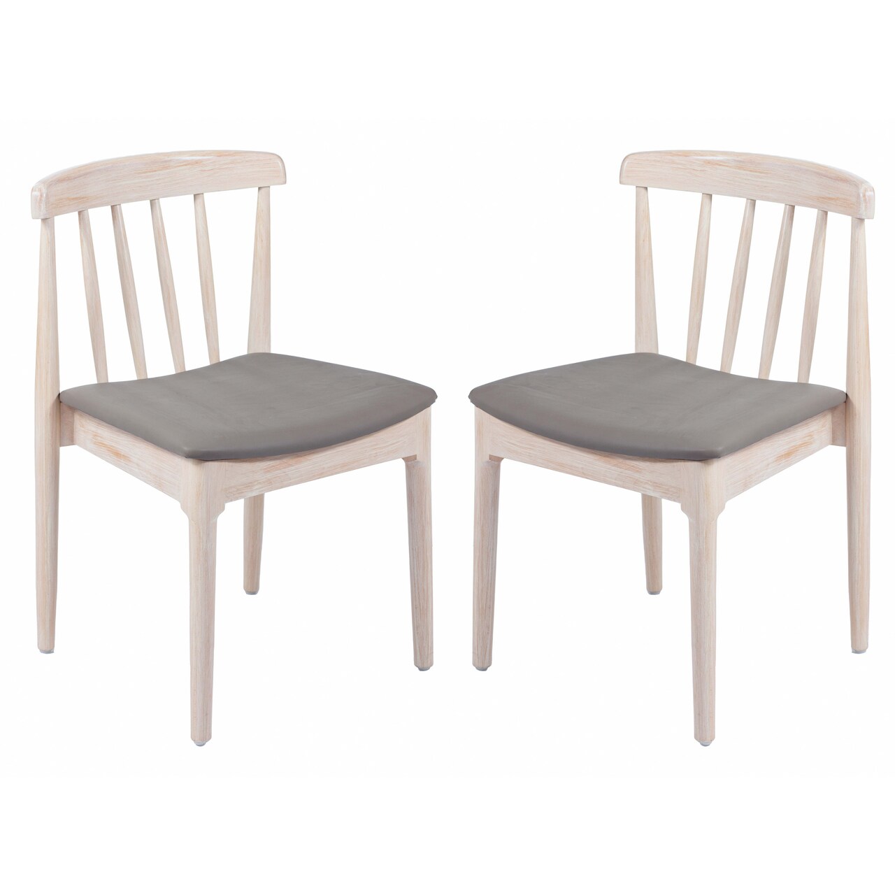 Emma and Oliver Charlize Set of 2 Solid Wood Dining Chairs with Spindle Backrests and Vinyl Seats